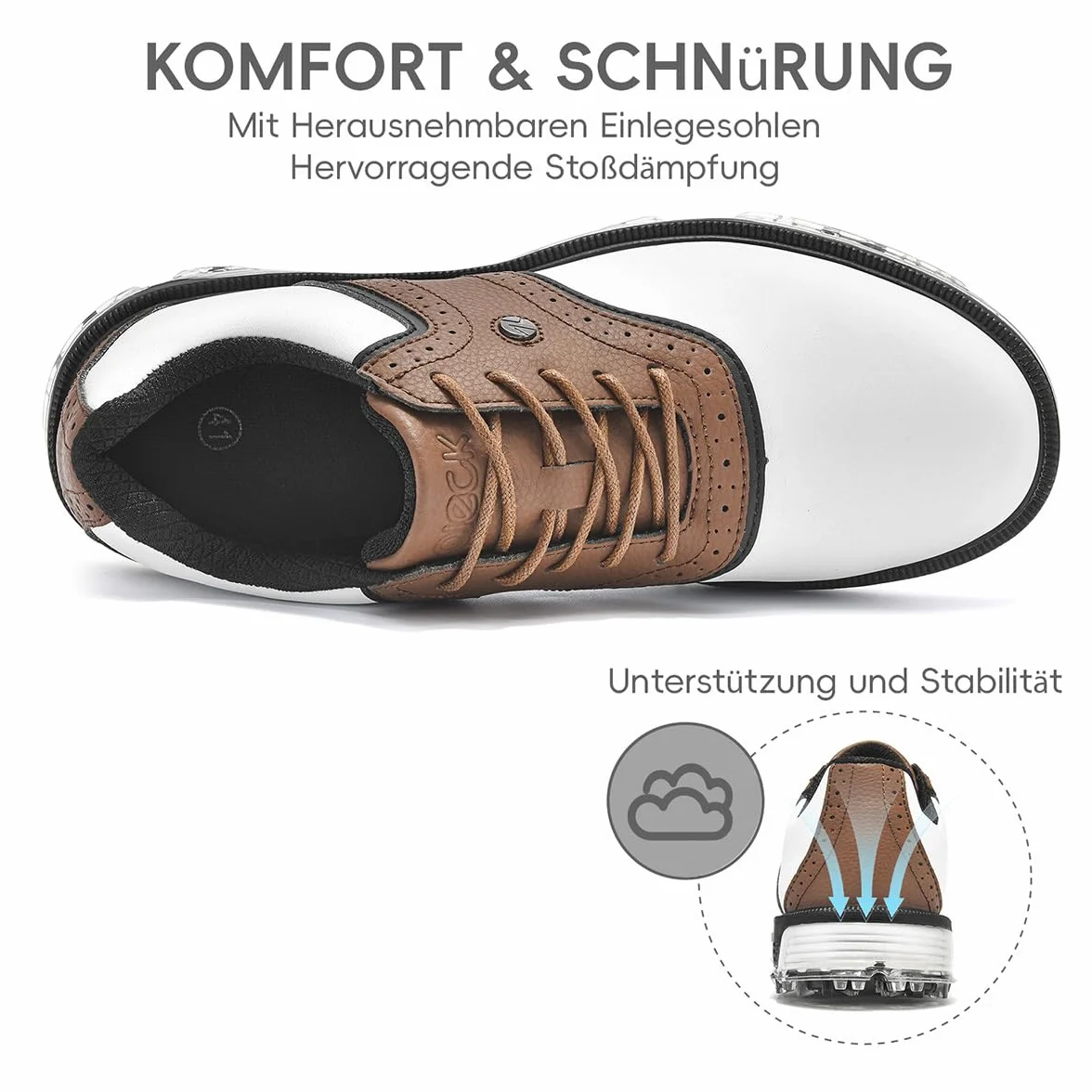 ULTIANT Zapatos de Golf para Hombre, Impermeables y Confortables, Diseño Clásico con Suela Antideslizante, Respirantes y Ligeros, Ideales para Juego y Entrenamiento de Golf en Campo
