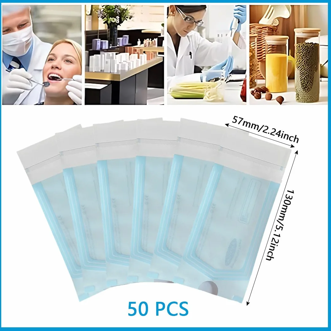 Bolsas de Esterilización Autoadhesivas 130x57 mm Desechables para Herramientas Dentales