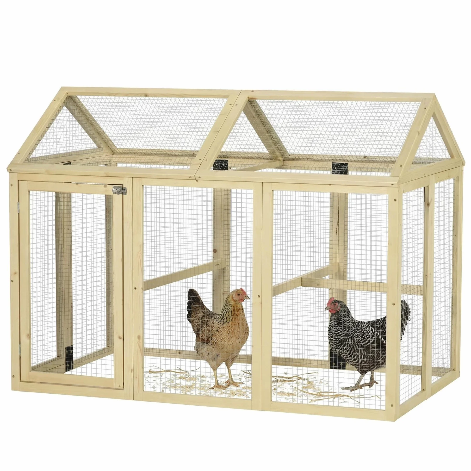PawHut Gallinero Exterior Madera 140x88,5x106 cm 1-3 Gallinas 3 Perchas 2 Puertas Cierre