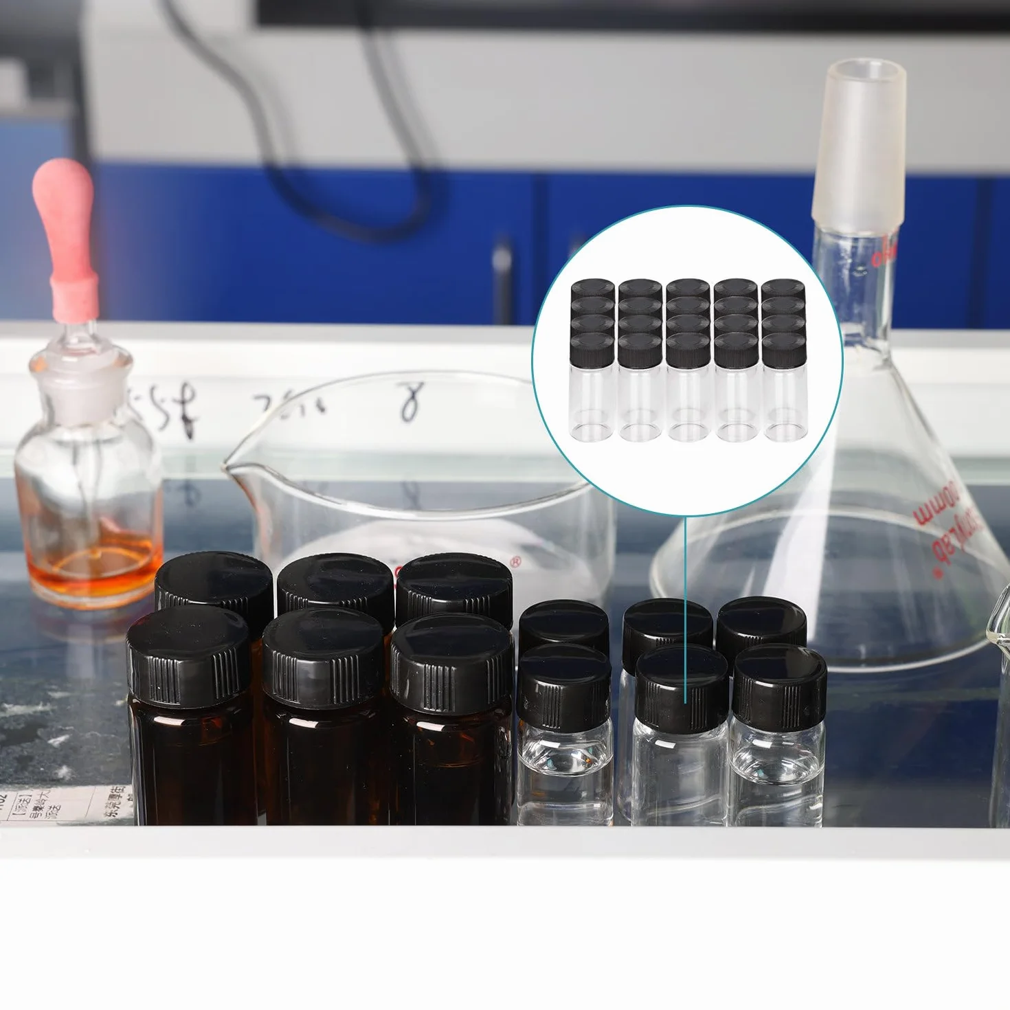 Stonylab 20 Paquetes Viales Muestra de Vidrio 20 ml con Tapa de Rosca, Frasco Reactivo de Laboratorio
