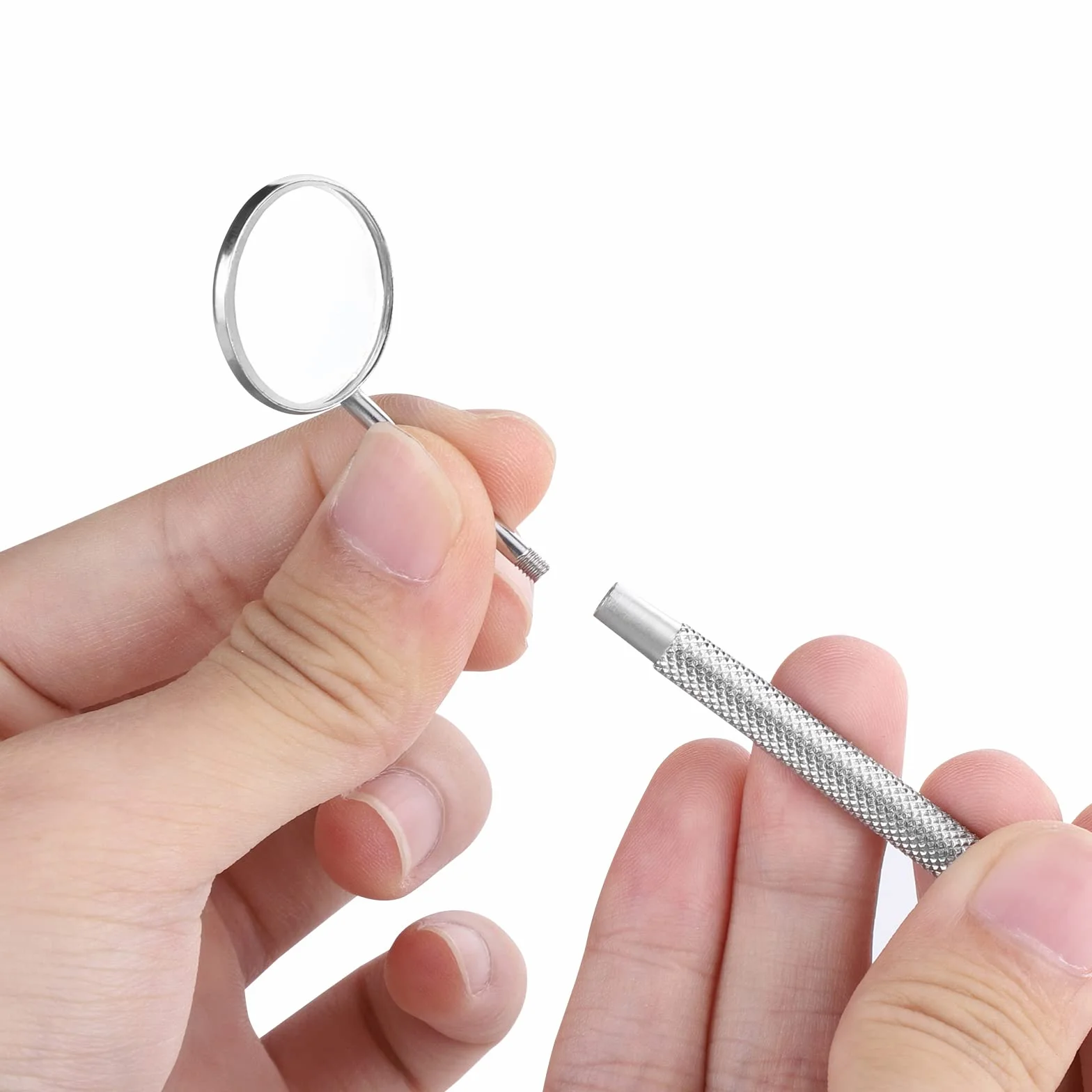Espejo Dental de Acero Inoxidable, Espejo de Inspección para Extensiones de Pestañas, Herramientas de Dentista (2PCS)