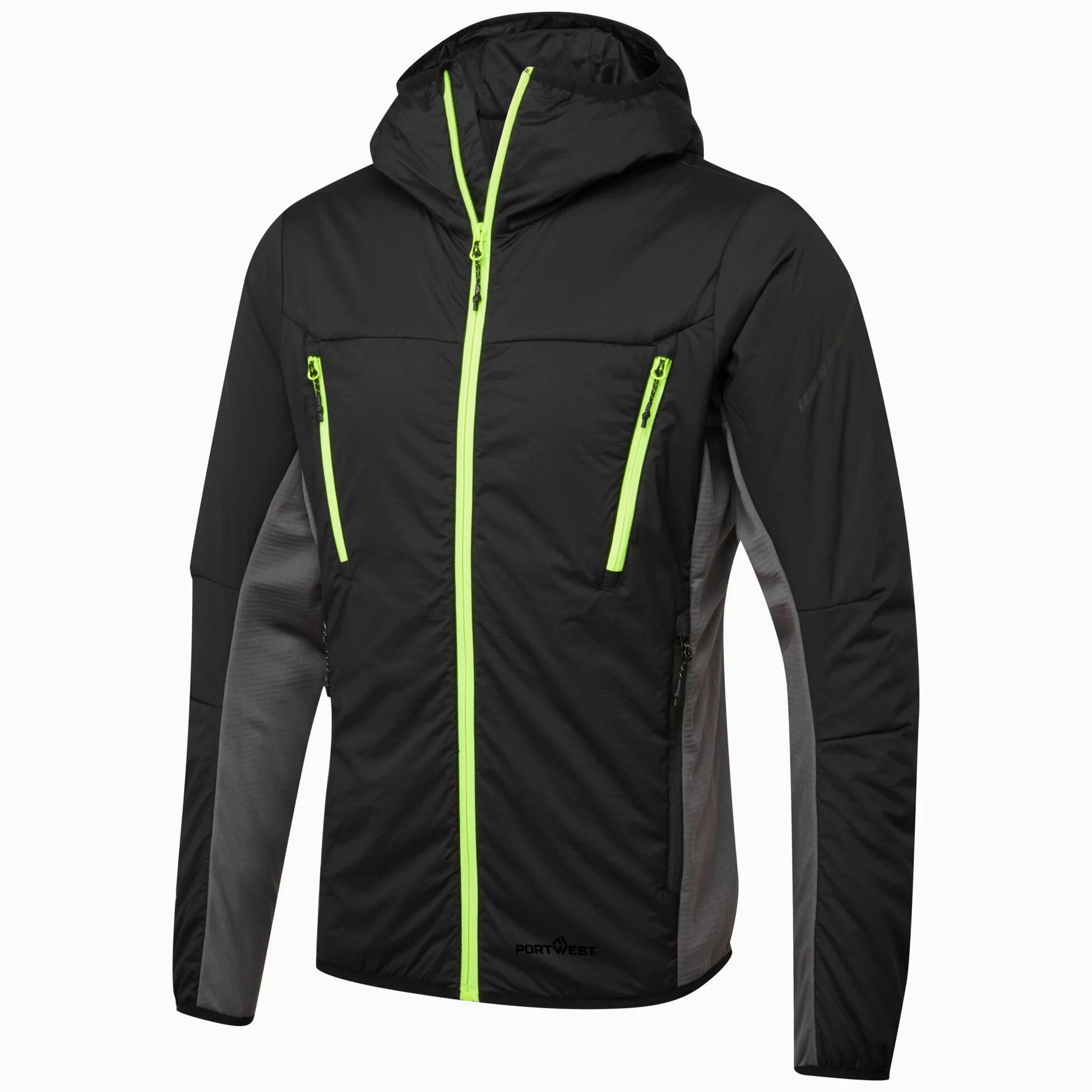 Portwest EV470 Men's Insulated Hybrid Jacket - Lightweight Breathable Reflective Workwear Jacket with Hood