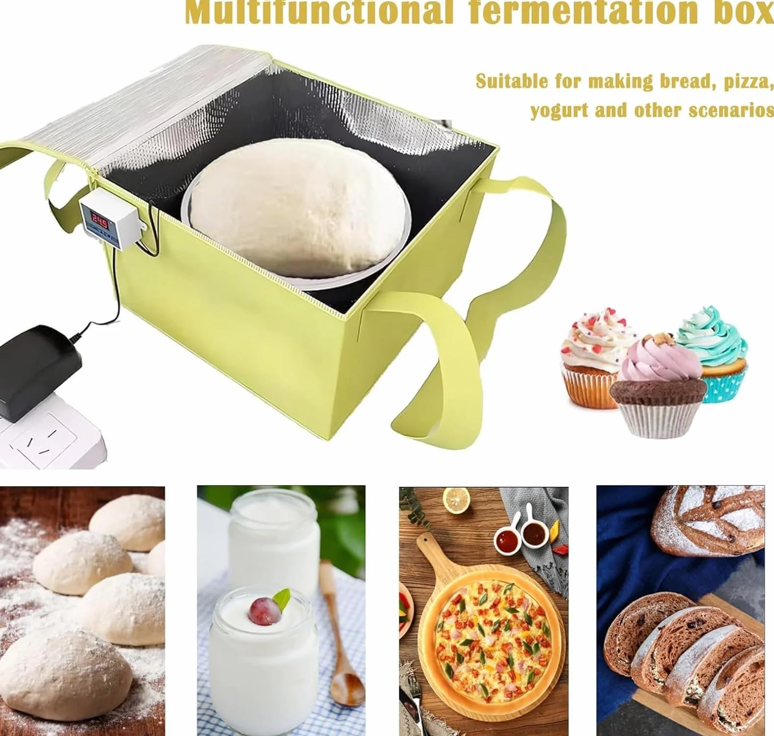 Incubadora de fermentación Elevador de Masa Multifuncional con Almohadilla térmica para Pan, Yogur