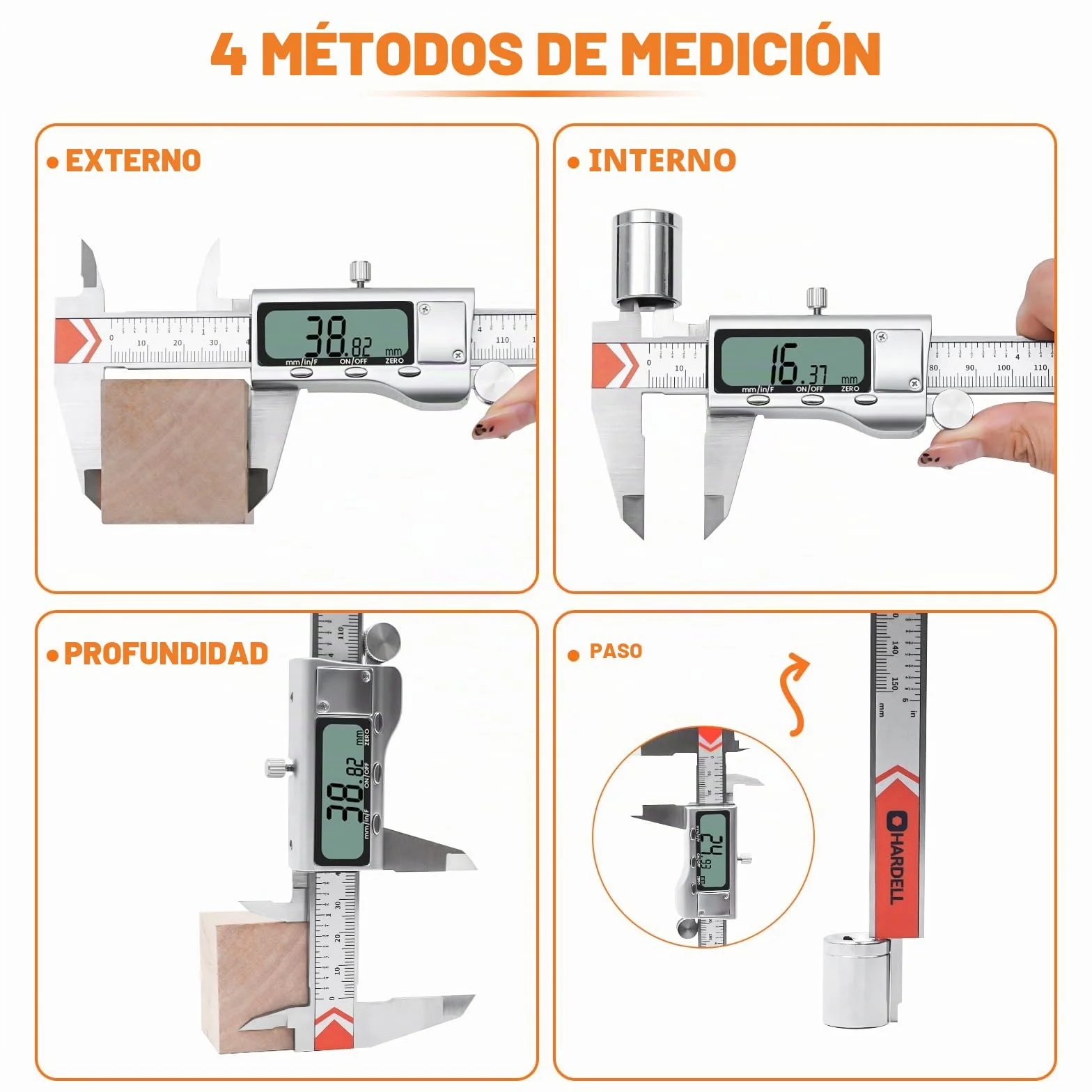 HARDELL Calibre Digital 150mm Pie de Rey Acero Inoxidable LCD
