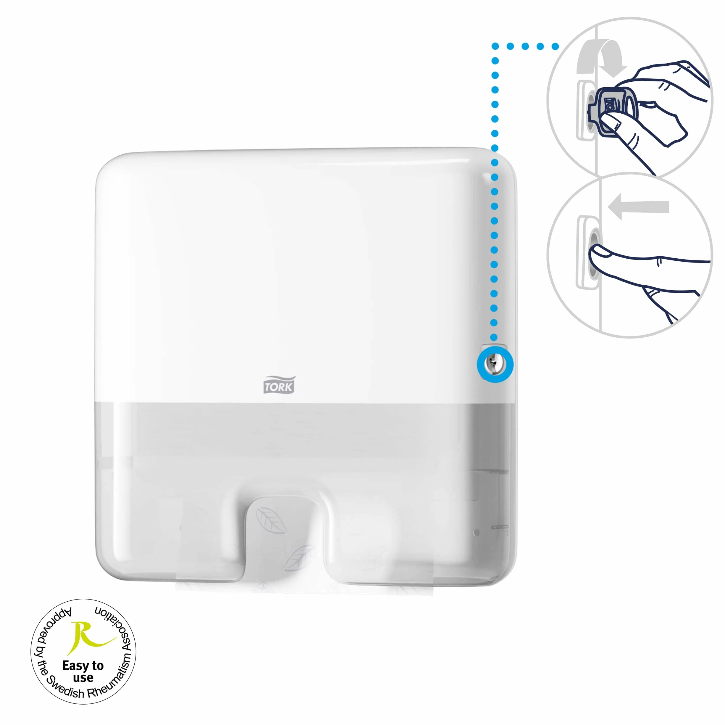 Tork 552100 Dispensador de Toallas de Mano entreplegadas, Compatible con Sistema H2, 29.5x30.2x10.1 cm, Blanco
