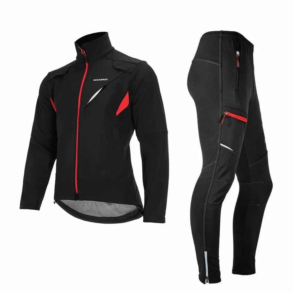 ROCKBROS Chaqueta y Pantalones Antiviento Maillot Ciclismo Impermeable Conjunto de Ropa para Deportes al Aire Libre de Otoño e Invierno para Hombre y Mujer